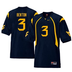 Men's West Virginia Mountaineers NCAA #3 Al-Rasheed Benton Navy Authentic Nike Retro Stitched College Football Jersey JH15N17QT